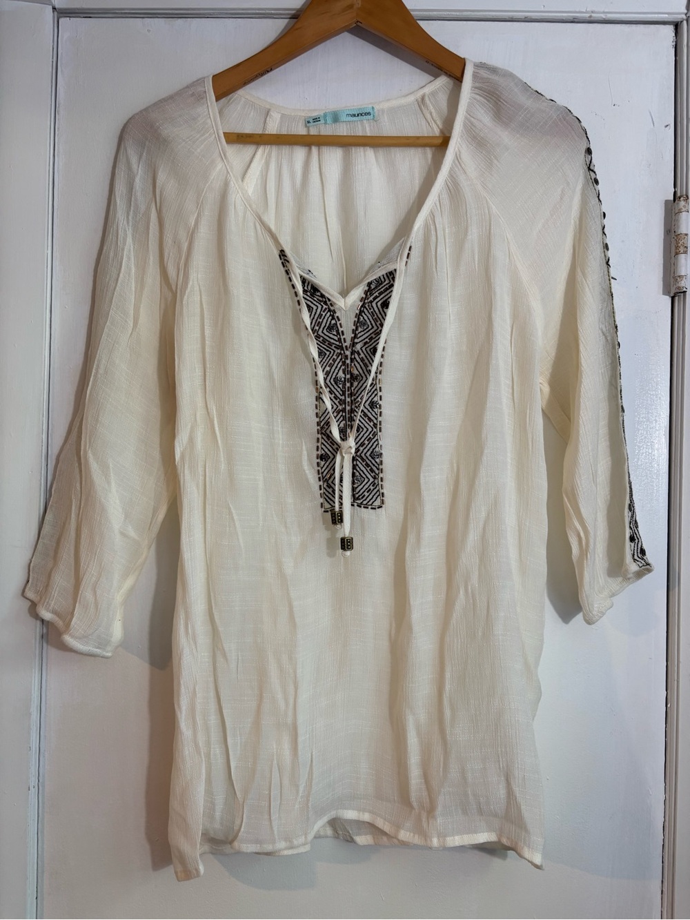 Maurices Cream Boho Embroidered Peasant Tunic